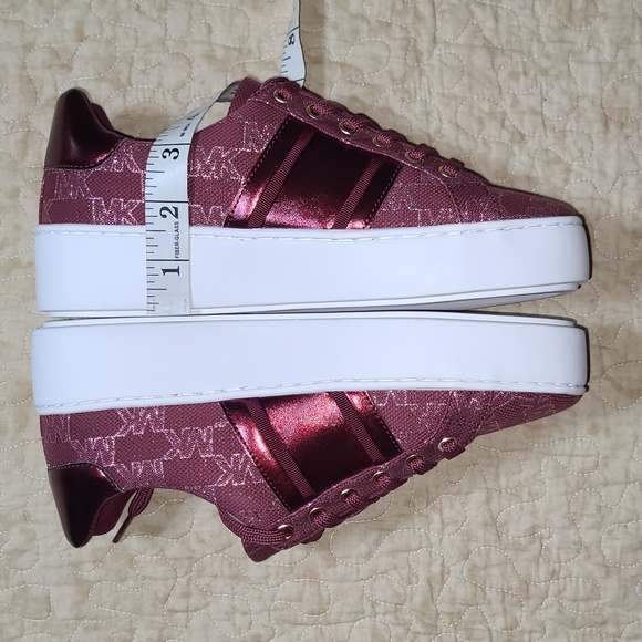Michael Kors Poppy Stripe Lace Up Tennis Shoes Mulberry Size Various - Picture 7 of 10